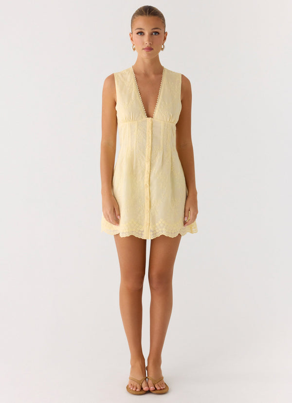 Burning Bright Mini Dress - Butter Yellow
