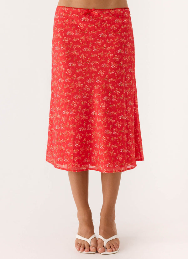 Calia Midi Skirt - Magenta Red Rose