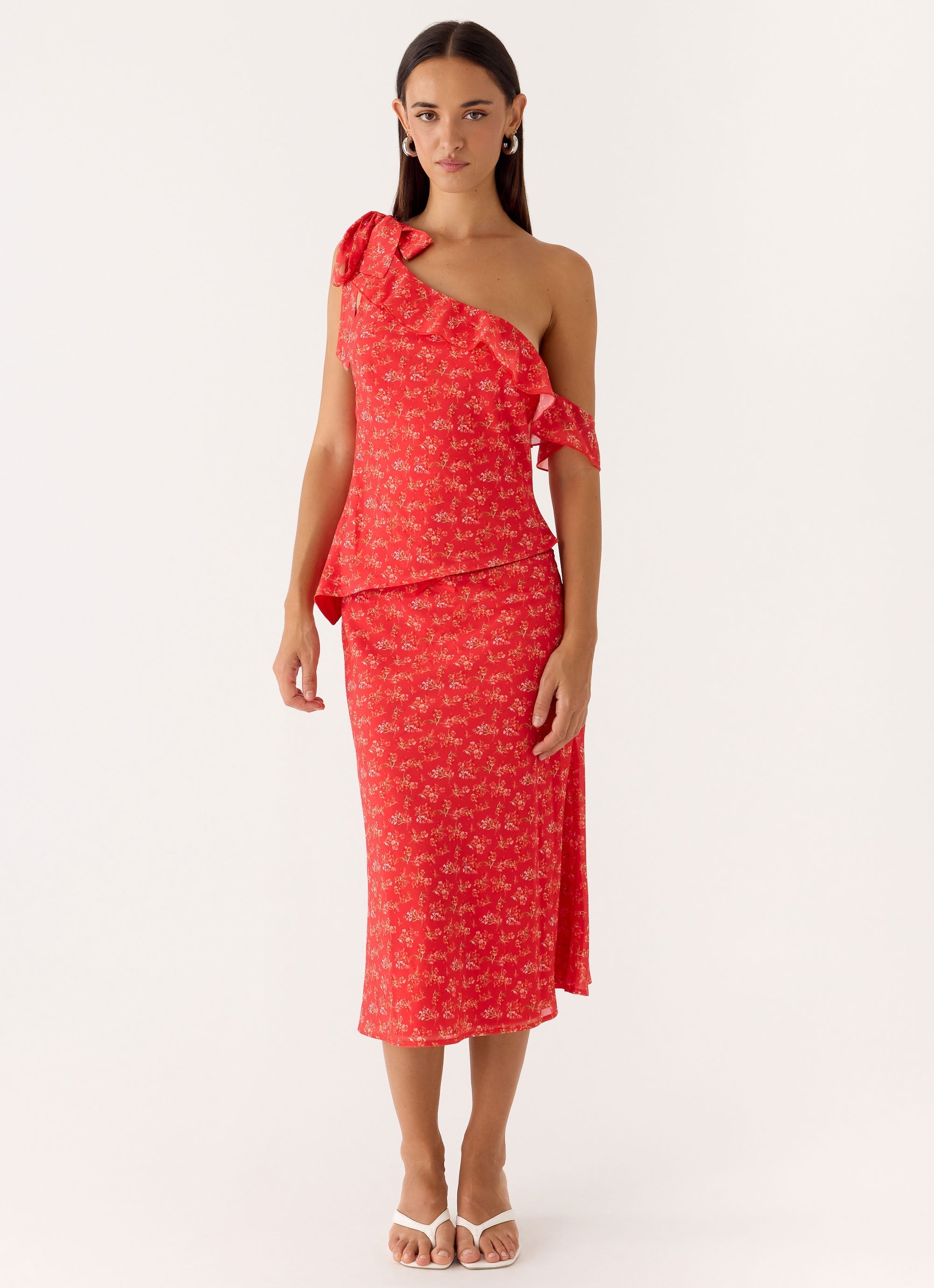 Calia Midi Skirt - Magenta Red Rose