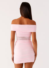 Either Way Off Shoulder Mini Dress - Baby Pink