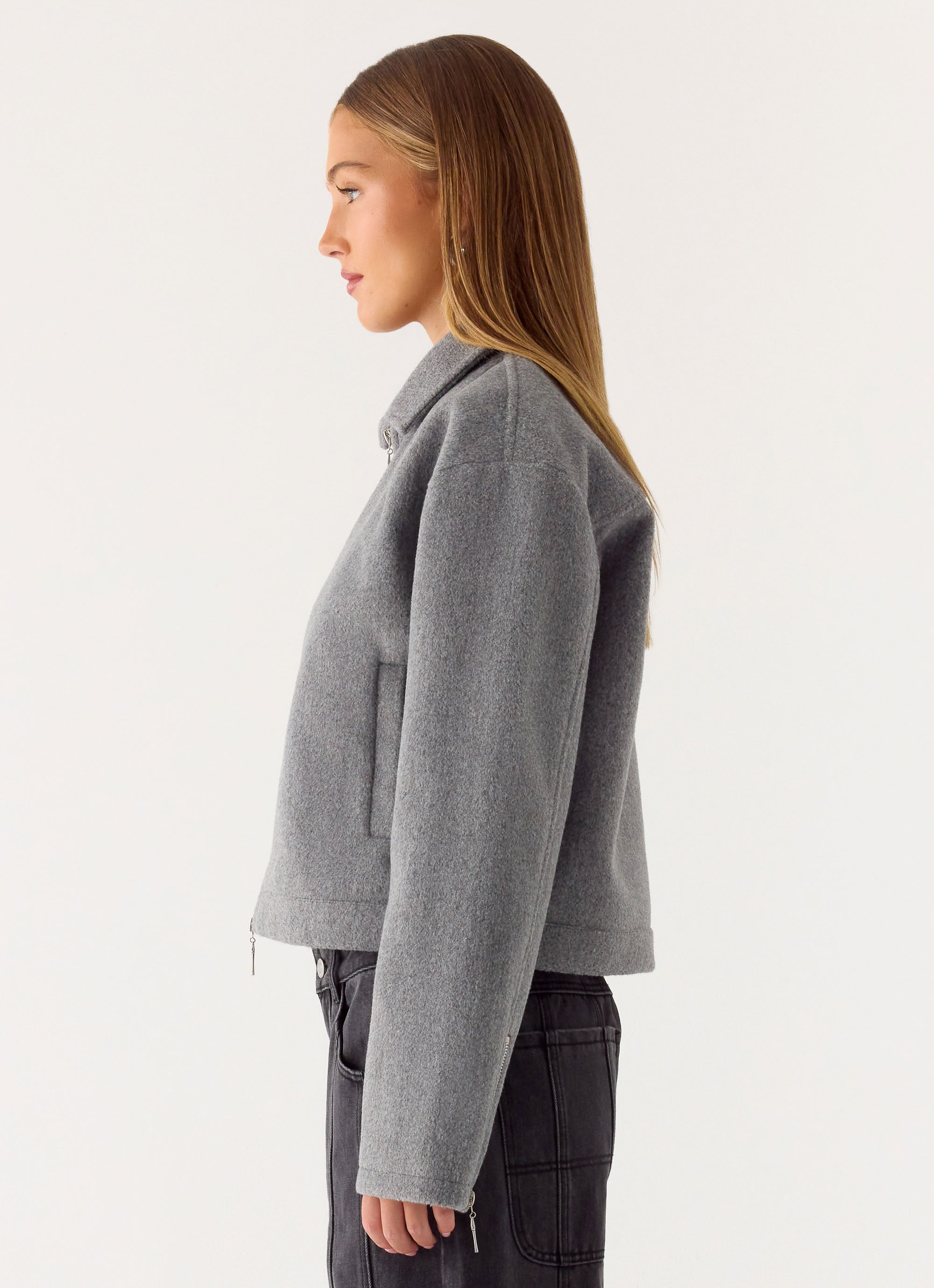 Enzo Faux Wool Jacket - Grey
