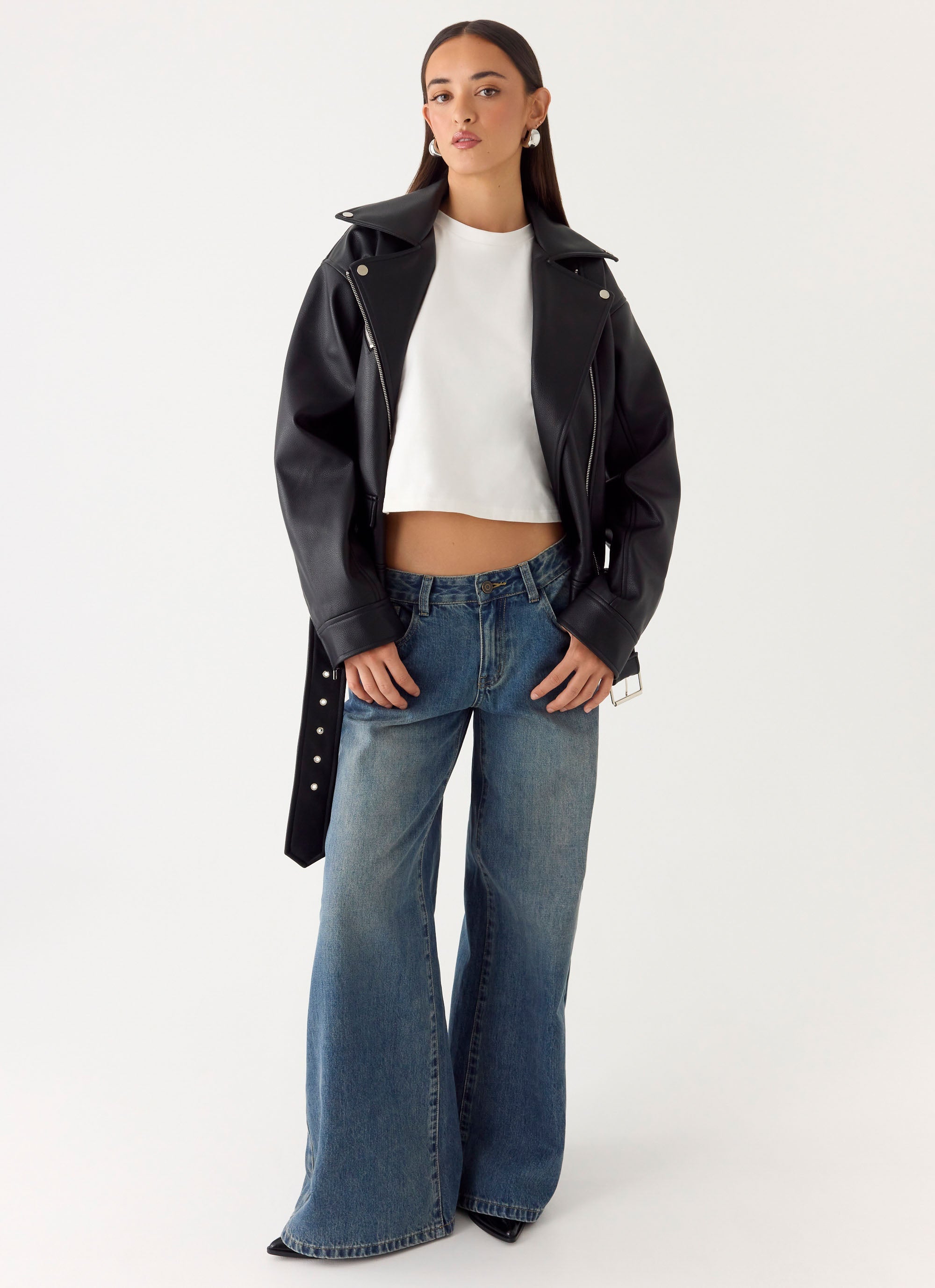 Ethan PU Biker Jacker - Black