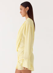 Farretti Shirt Mini Dress - Pale Yellow