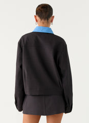 Harlee Poplin Suiting Jacket - Charcoal