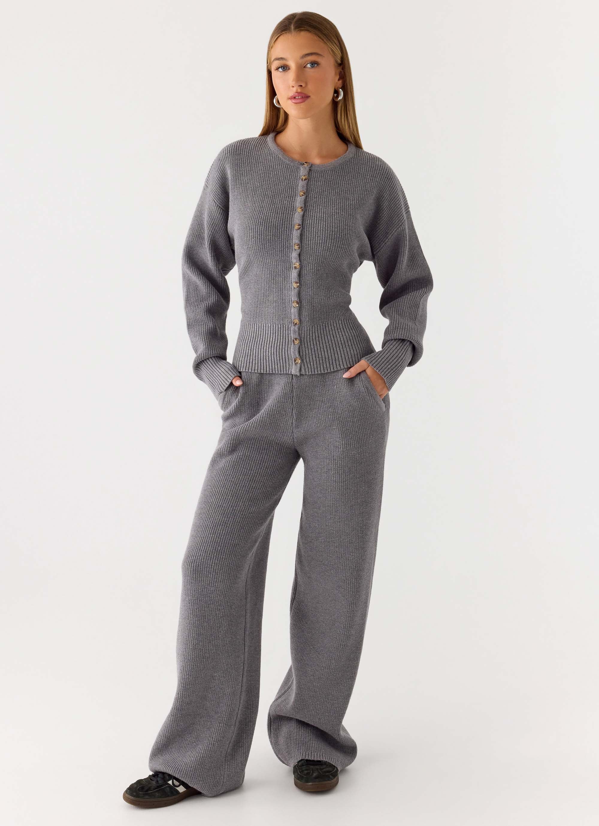 Harrison Low Rise Knit Pants - Marle Grey