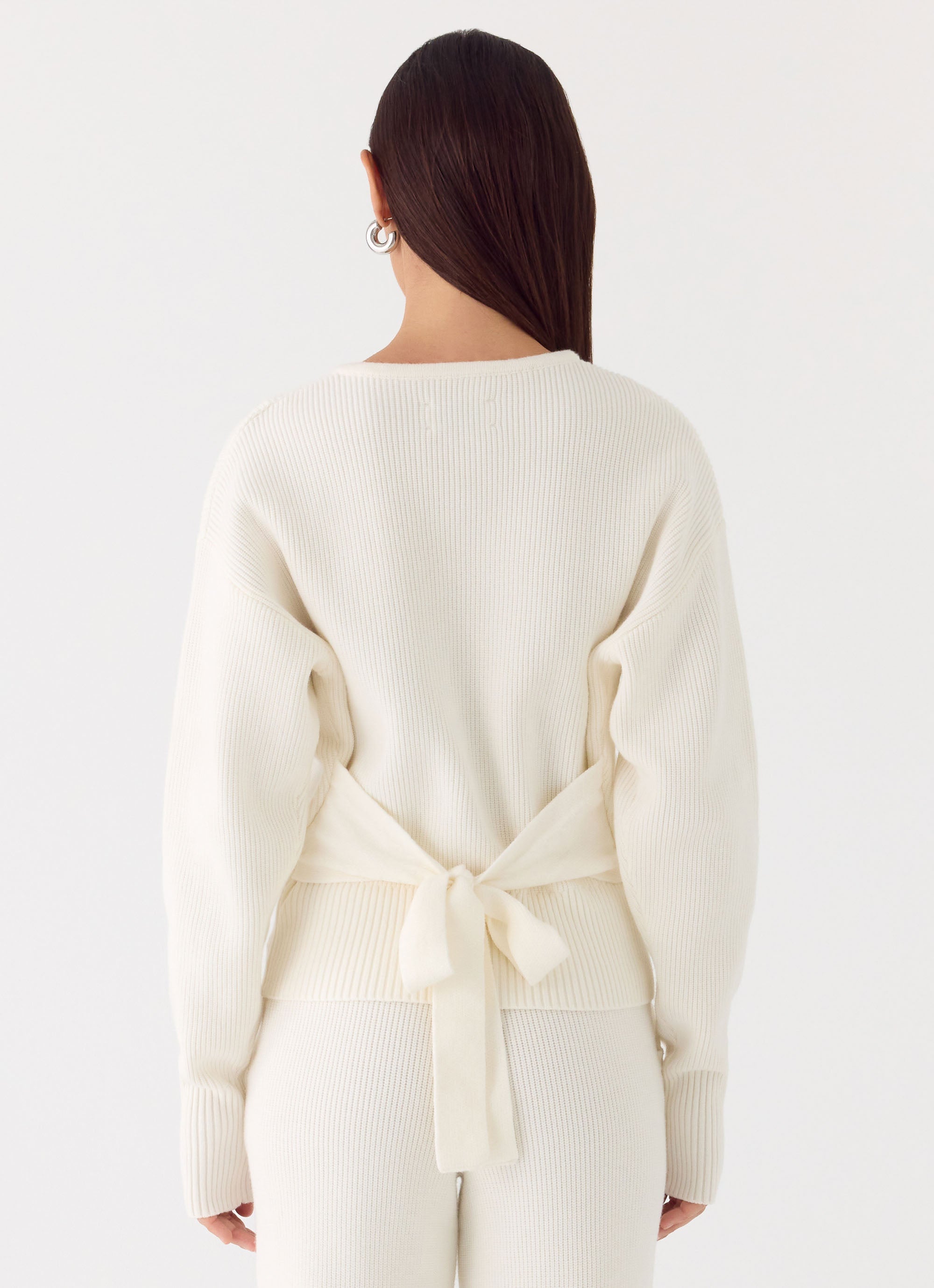 Harrison Cinched Knit Cardigan - Ivory