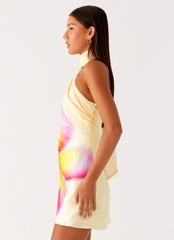 Isa Scarf Satin Mini Dress - Frangipani Yellow