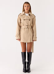 Jackie Mini Trench Coat - Tan