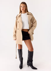 Jackie Mini Trench Coat - Tan