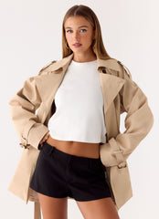 Jackie Mini Trench Coat - Tan