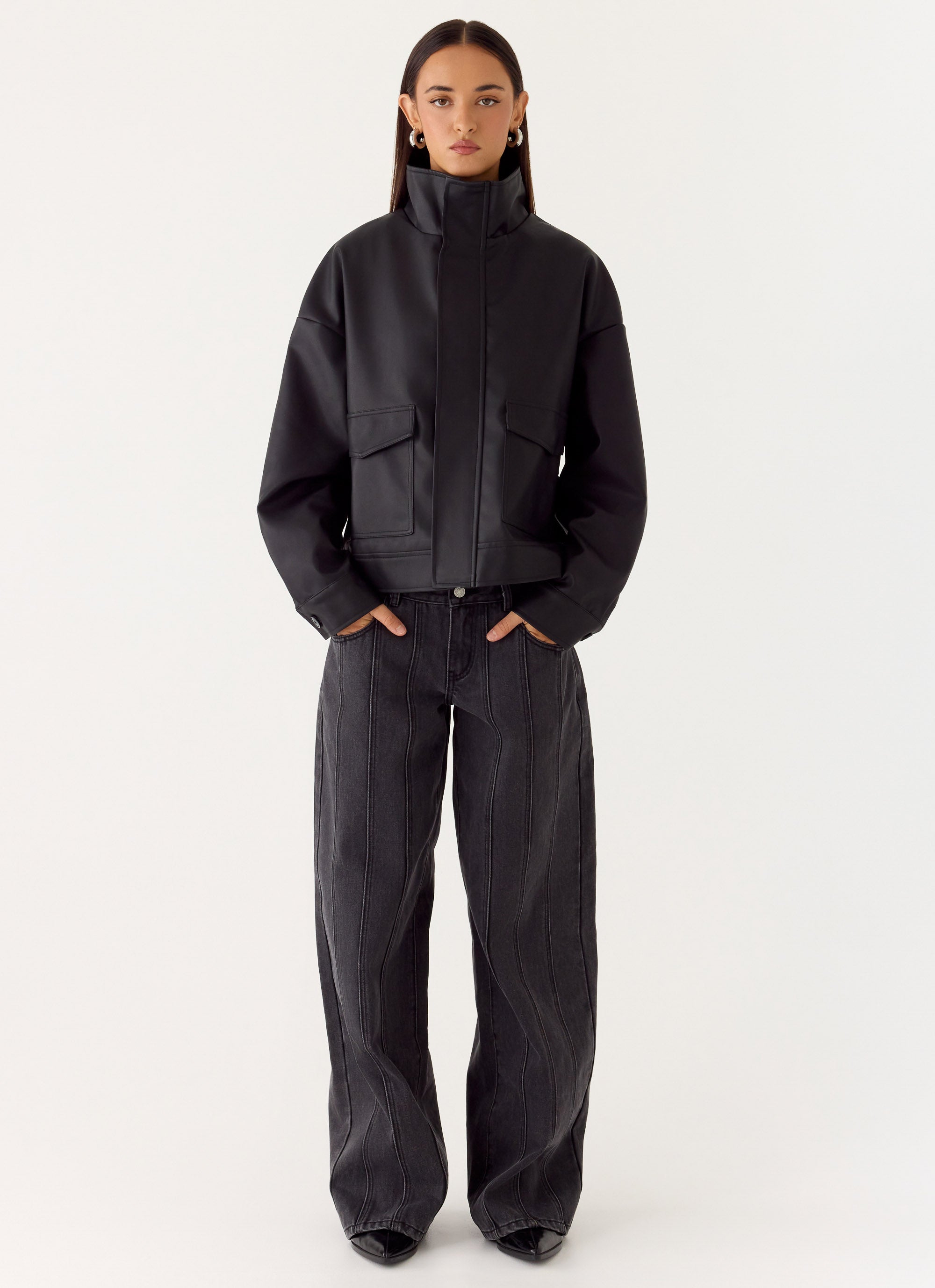 James PU Bomber Jacker - Black