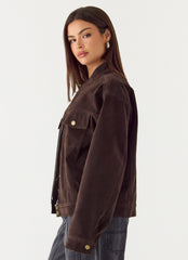 Jeremy Faux Suede Biker Jacket - Dark Chocolate