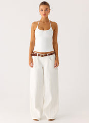 Johnny Low Rise Wide Leg Denim Jeans - White