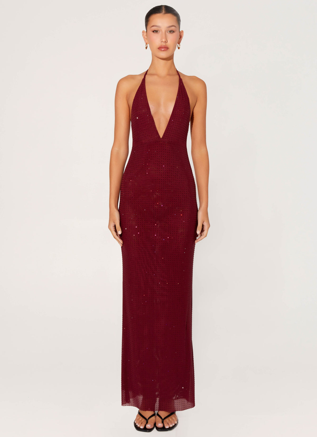 Keliese Beaded Maxi Dress - Burgundy