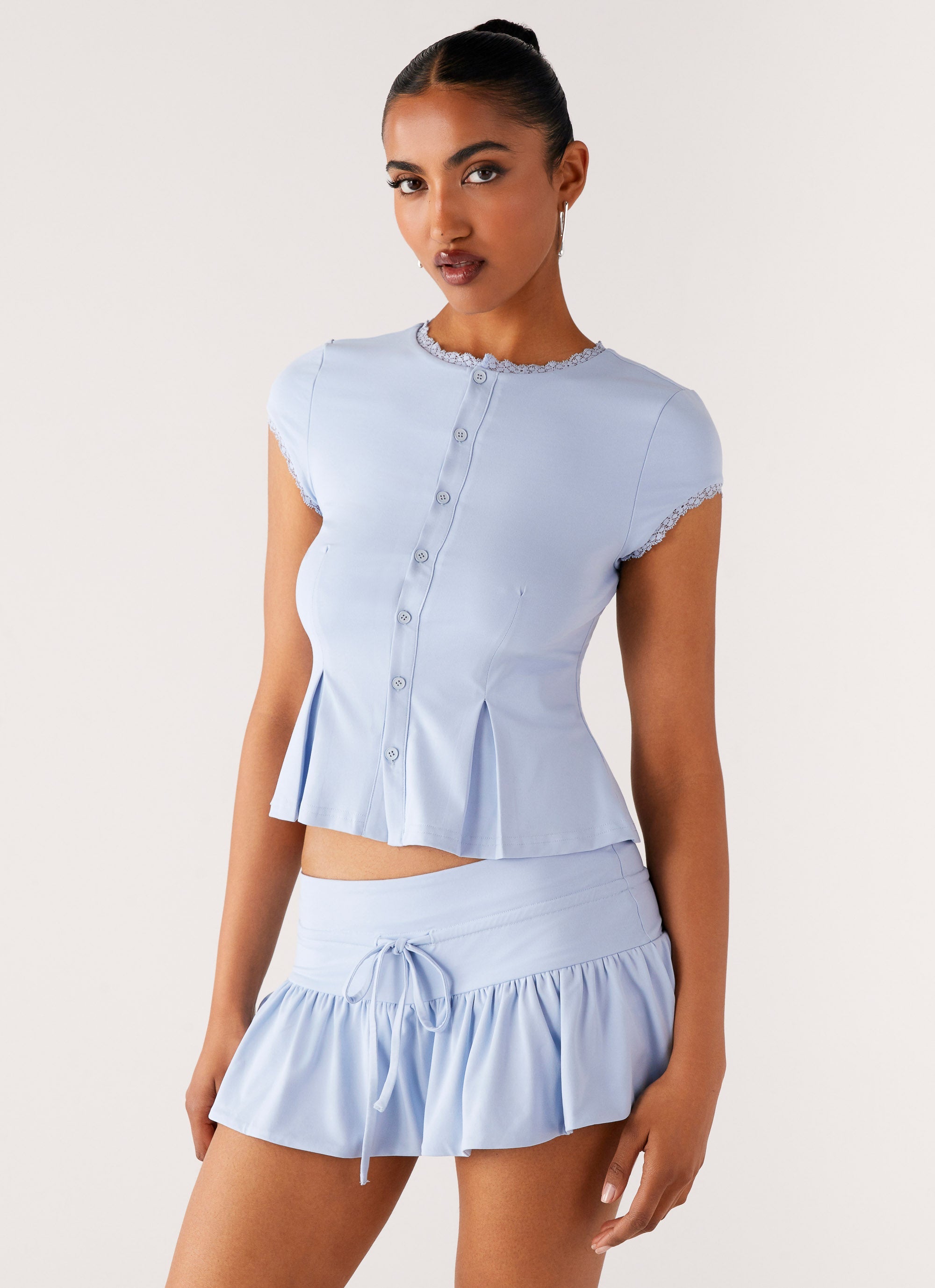 Landon Button Up Top - Blue