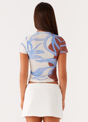 Late Night Mesh Baby Tee - Bloom Wave Print