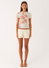 Late Night Mesh Baby Tee - Siena Floral
