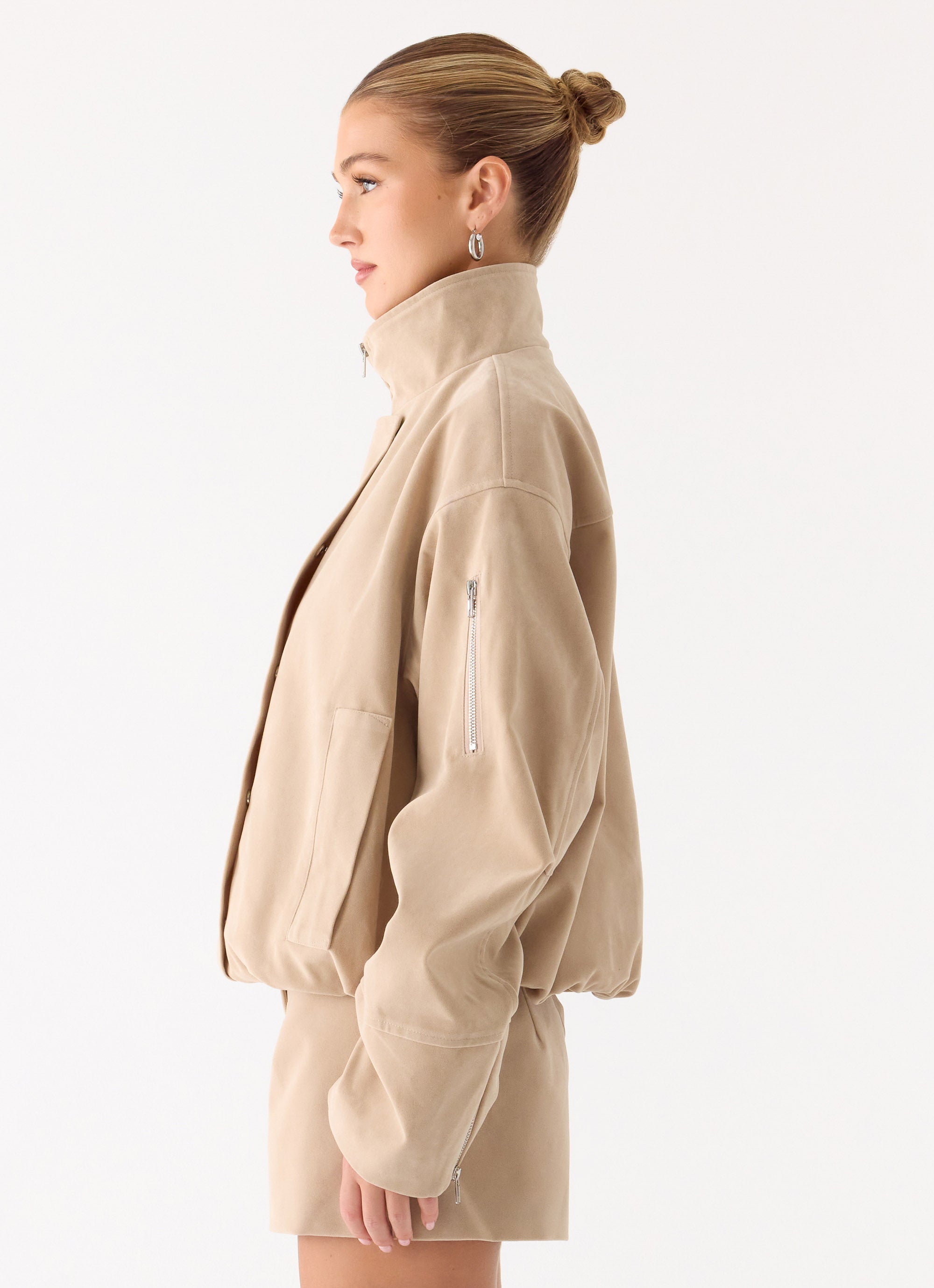 Marlow Faux Suede Jacket - Cream