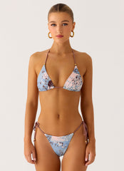 Mommae Halter Bikini Top - Aqua Blur
