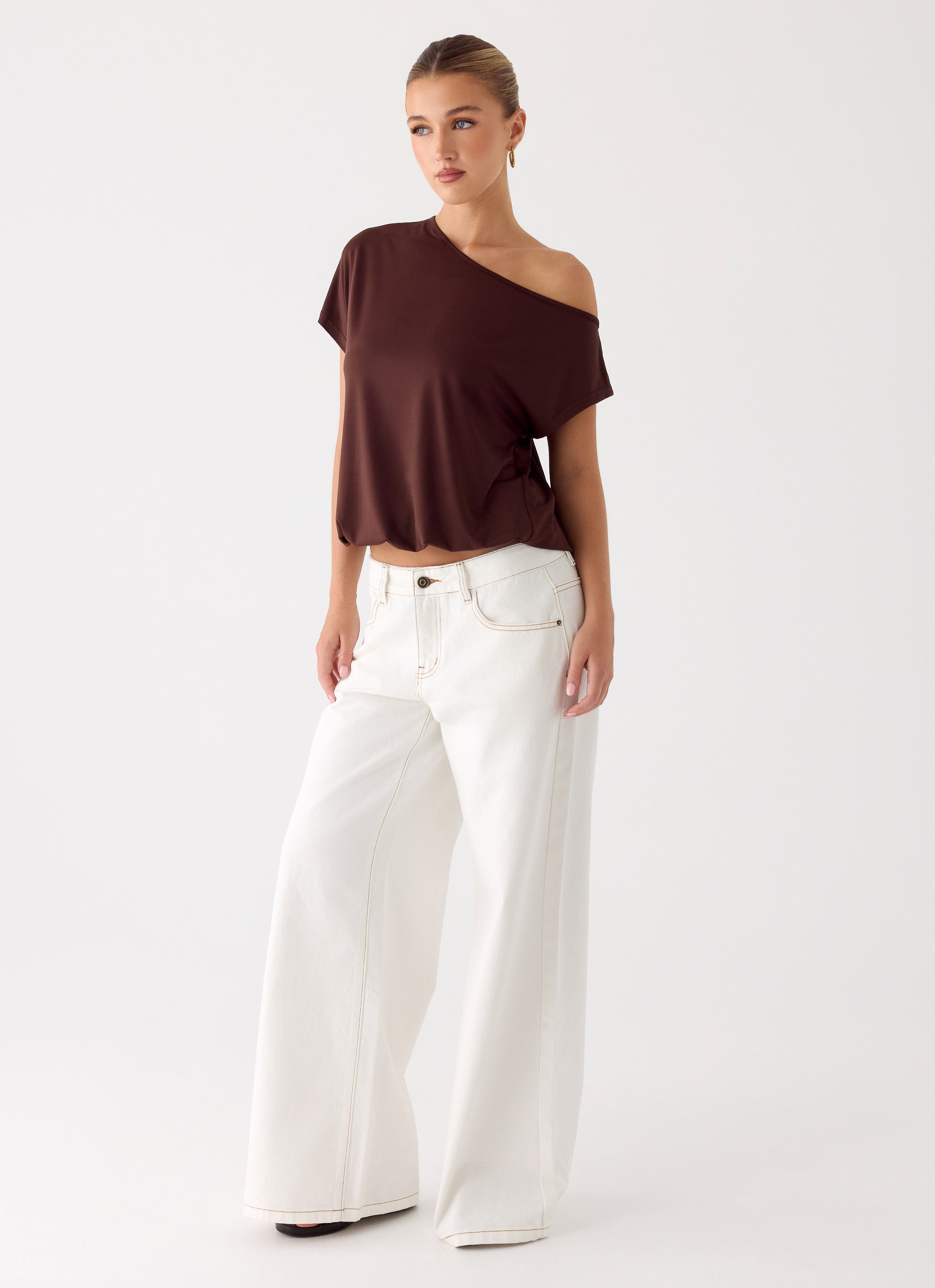 Neo Low Rise Wide Leg Denim Jeans - Ivory