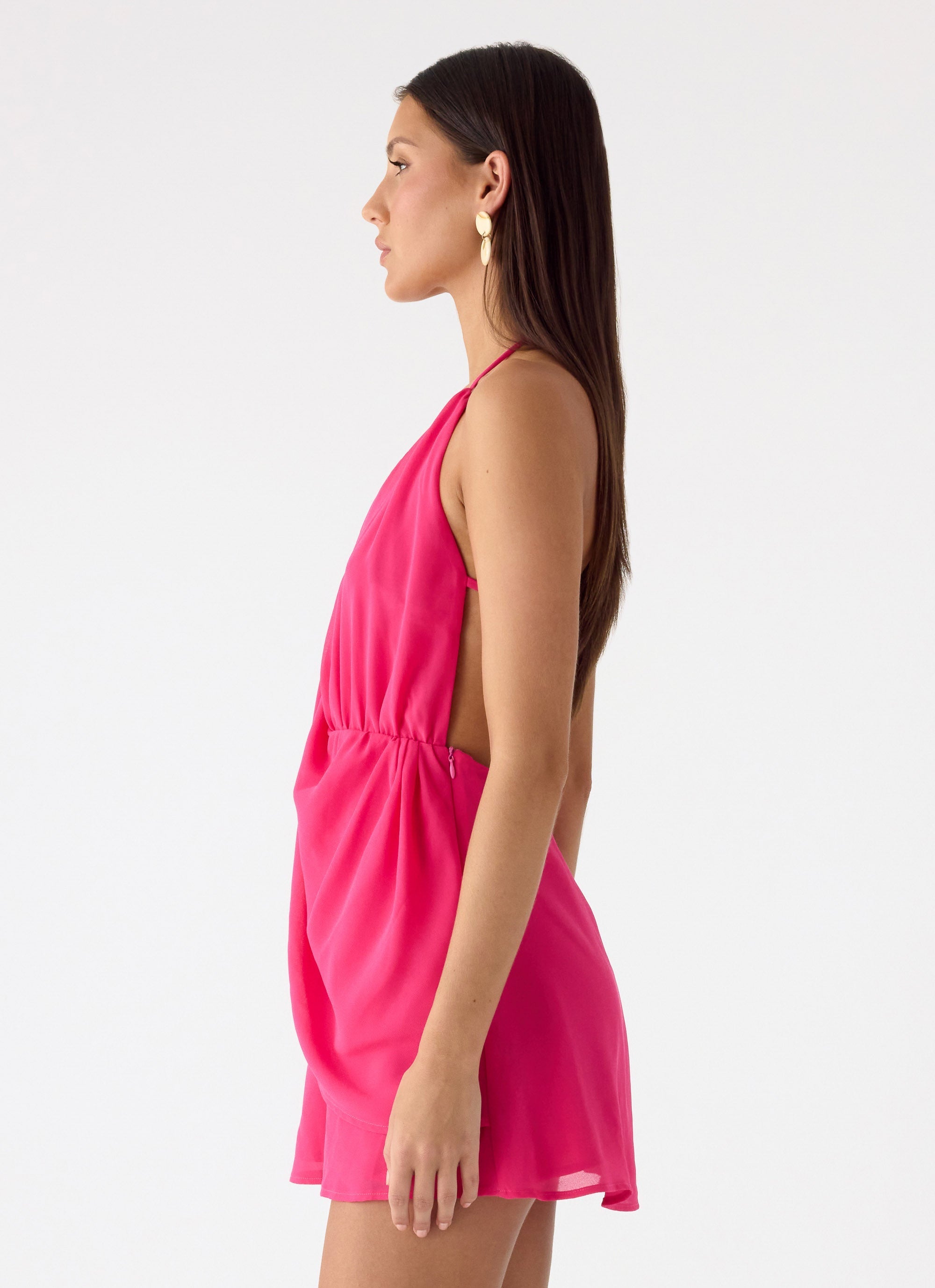 Nona Chiffon Mini Dress - Fuchsia