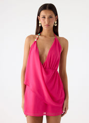 Nona Chiffon Mini Dress - Fuchsia