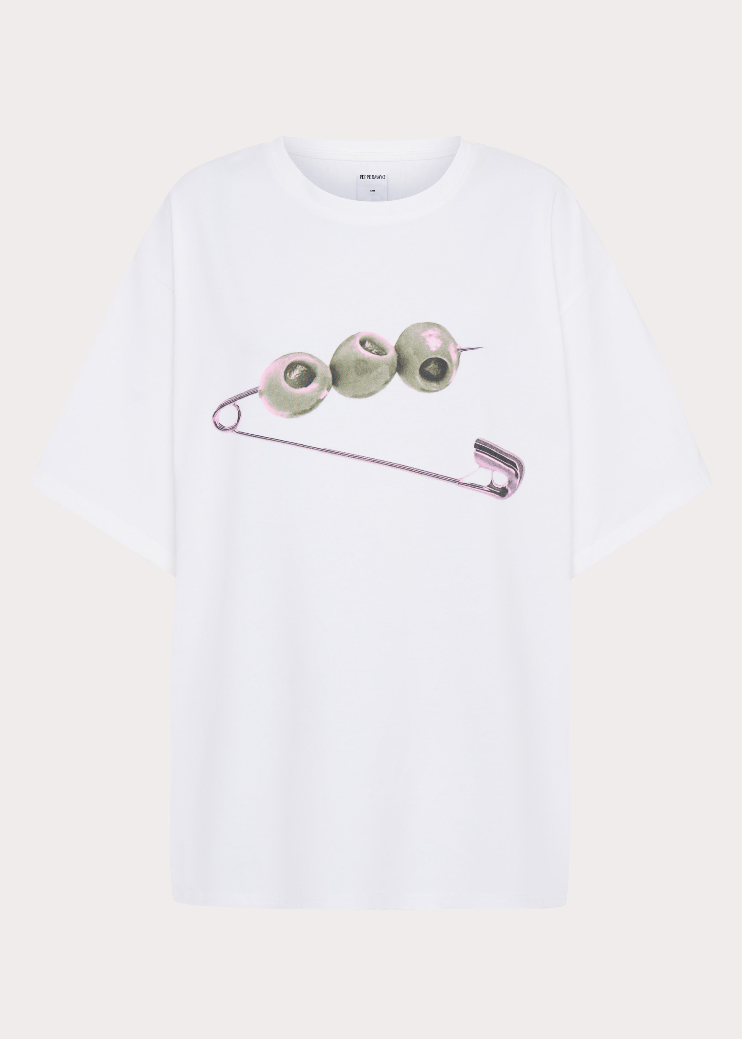 Olive Oversized Tee - White