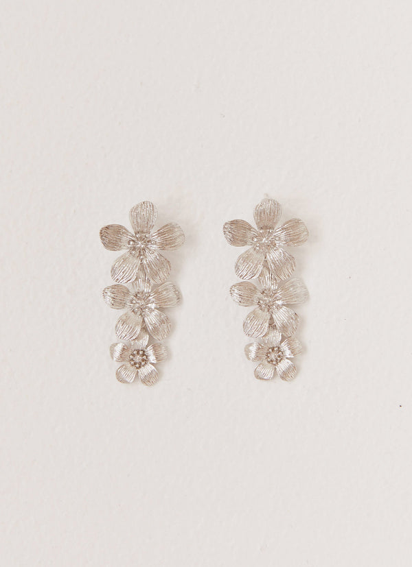 Cadie Flower Earrings - Silver