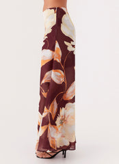 Camellia Maxi Skirt - Brown Floral