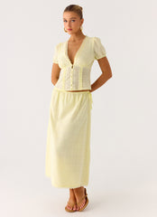 Sweet Lullaby Button Up Shirt - Lemon Yellow