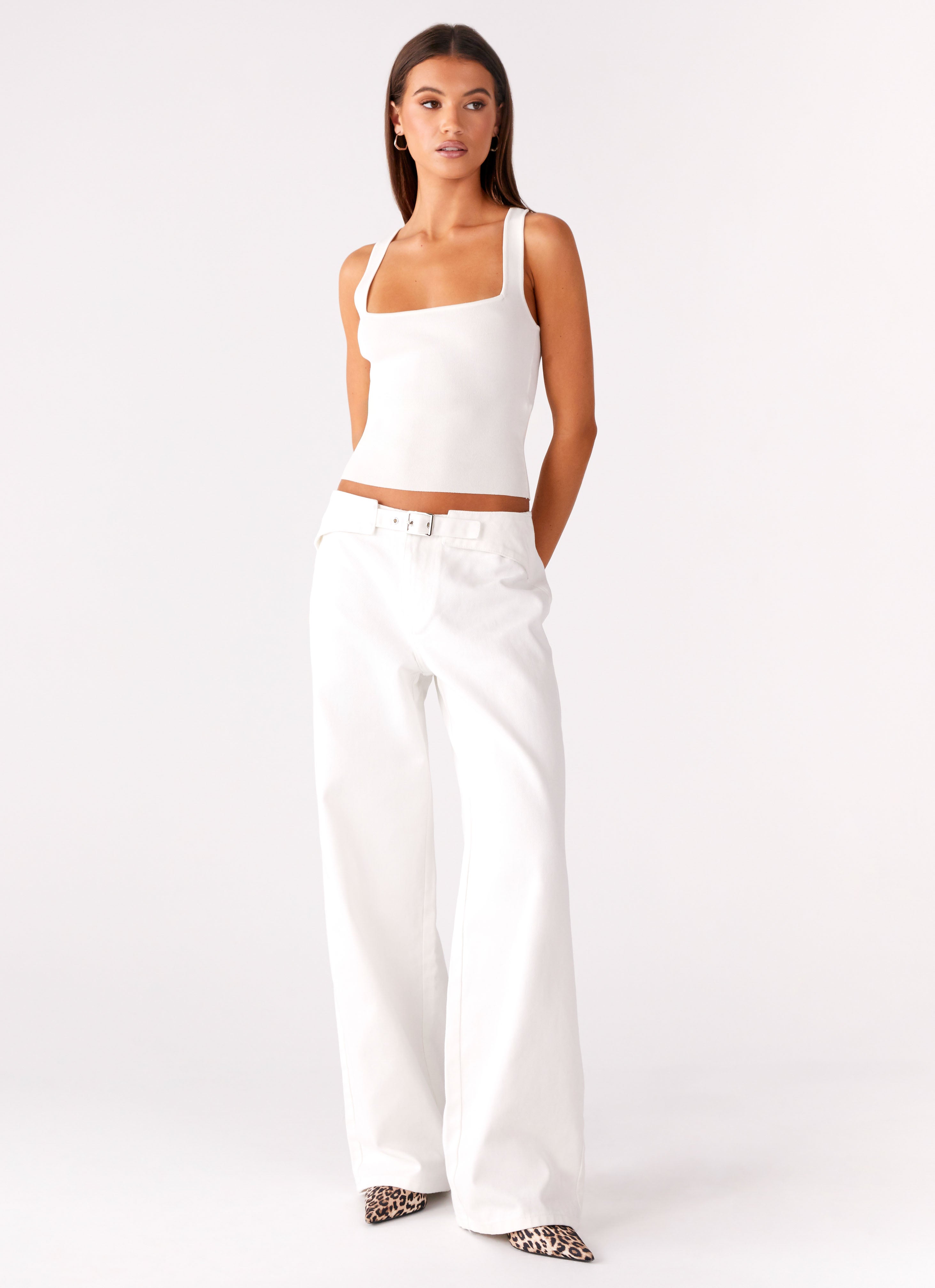 Texas Low Rise Denim Jeans - White