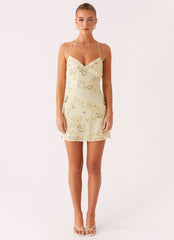 Vietta Sequin Cami Micro Mini Dress - Yellow