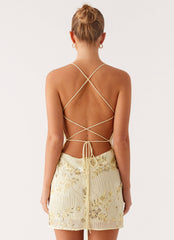 Vietta Sequin Cami Micro Mini Dress - Yellow